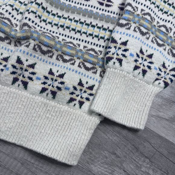 Vintage Sweater Fair Isle Knit 90s USA Made Cotton Size Large Hunt Club Grandpa - Picture 4 of 6